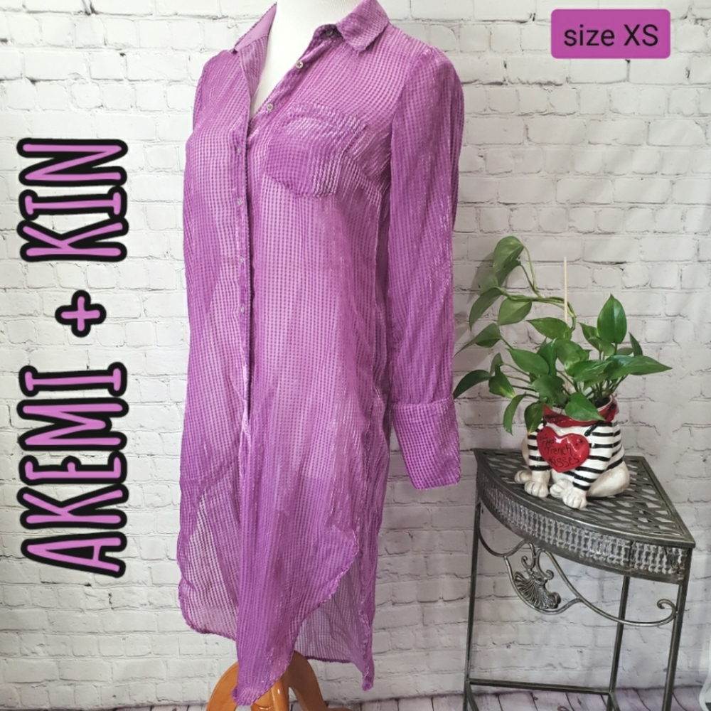 Anthro AKEMI + KIN Lilac/Purple Sheer Burnout Dress Tunic/Cover Up size …